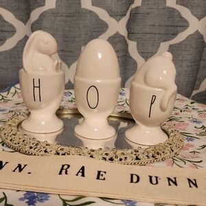 Rae Dunn White 'HOP' Egg Cups
